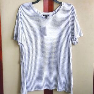 Banana Republic Linen Blend Shadow Stripe Crossback T Shirt Size L